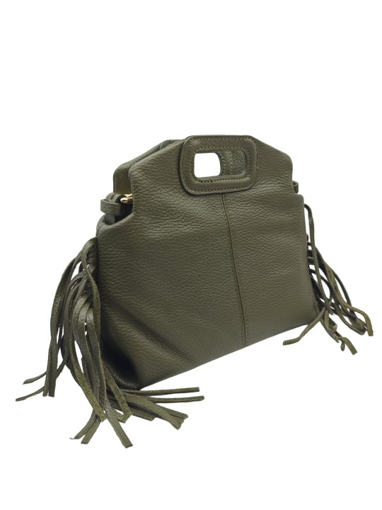 Soleil Chic Pompon Petit Sac à main Kaki Graine