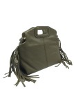 Soleil Chic Pompon Petit Sac à main Kaki Graine