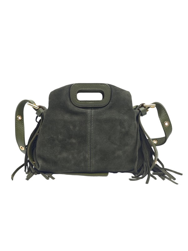 Soleil Chic Pompon Petit Sac à main Kaki Nubuck