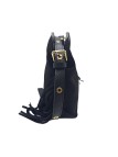 Soleil Chic Pompon Petit Sac à main Noir Nubuck