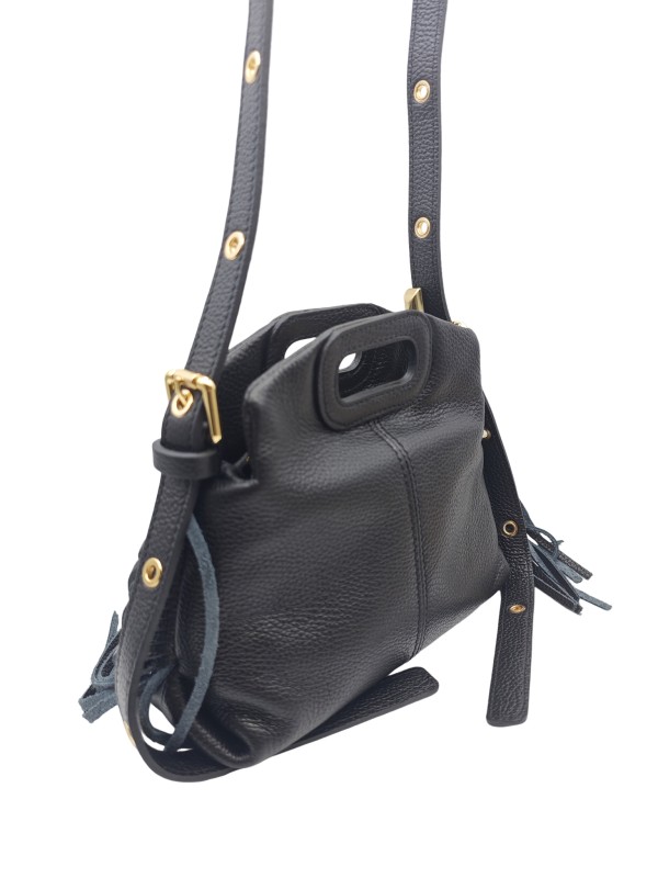 Soleil Chic Pompon Petit Sac à main Noir Graine