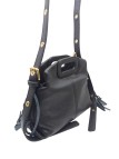 Soleil Chic Pompon Petit Sac à main Noir Graine