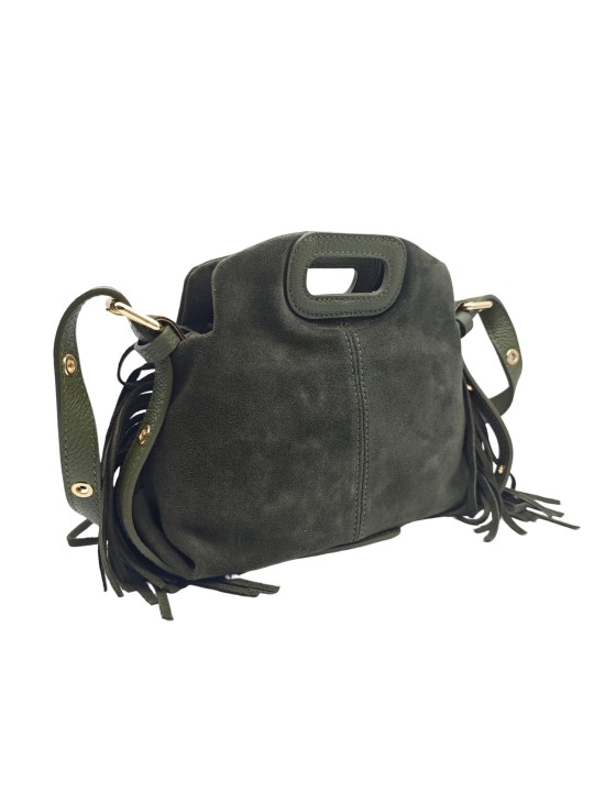 Soleil Chic Pompon Petit Sac à main Kaki Nubuck