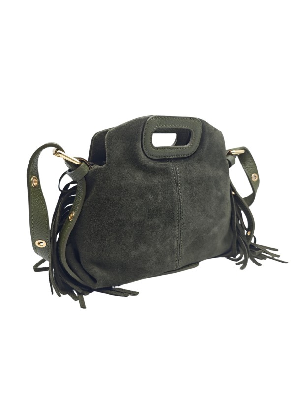 Soleil Chic Pompon Petit Sac à main Kaki Nubuck
