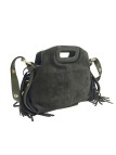 Soleil Chic Pompon Petit Sac à main Kaki Nubuck