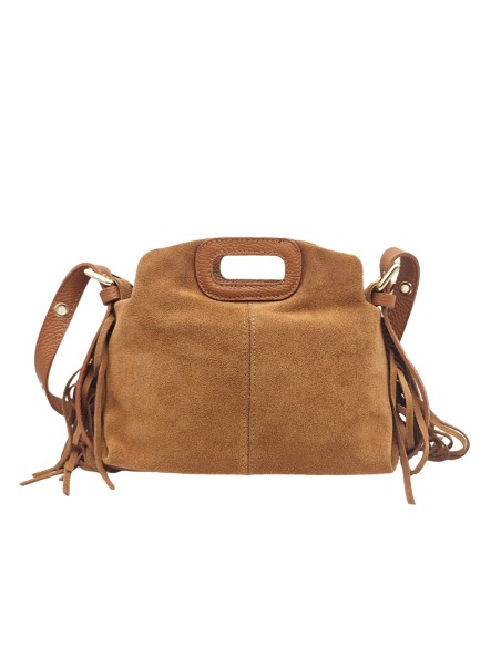 Soleil Chic Pompon Petit Sac à main Camel Nubuck