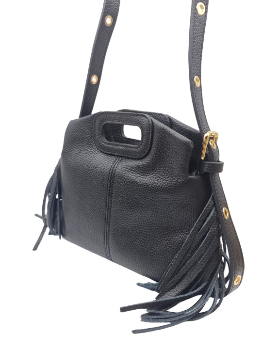 Soleil Chic Pompon Petit Sac à main Noir Graine