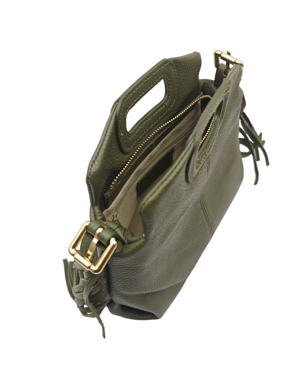 Soleil Chic Pompon Petit Sac à main Kaki Graine