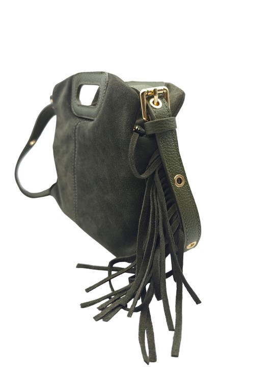 Soleil Chic Pompon Petit Sac à main Kaki Nubuck