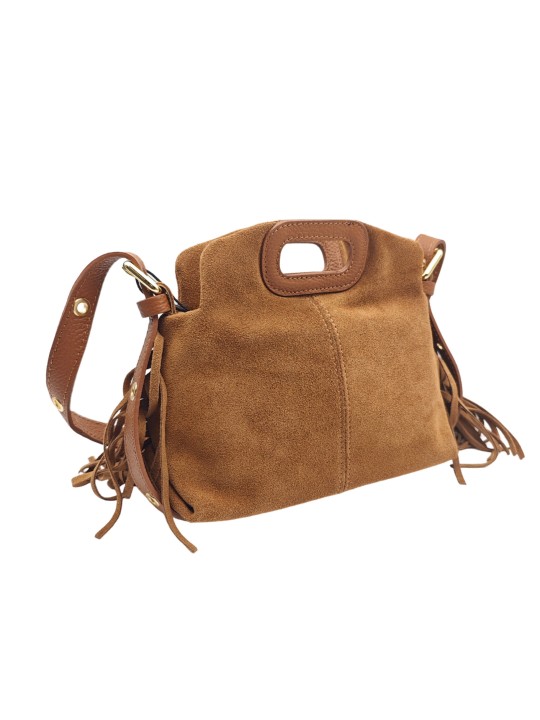 Soleil Chic Pompon Petit Sac à main Camel Nubuck