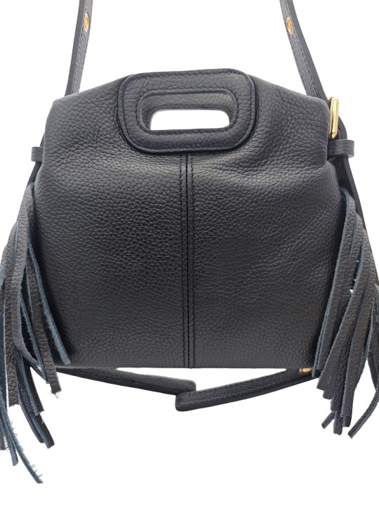 Soleil Chic Pompon Petit Sac à main Noir Graine