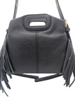 Soleil Chic Pompon Petit Sac à main Noir Graine