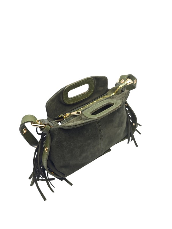 Soleil Chic Pompon Petit Sac à main Kaki Nubuck