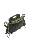 Soleil Chic Pompon Petit Sac à main Kaki Nubuck