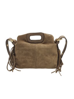Soleil Chic Pompon Petit Sac à main Taupe Nubuck