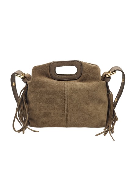 Soleil Chic Pompon Petit Sac à main Taupe Nubuck