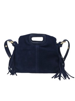 Soleil Chic Pompon Petit Sac à main Marine Nubuck