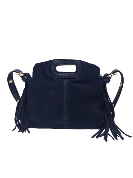Soleil Chic Pompon Petit Sac à main Marine Nubuck