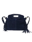 Soleil Chic Pompon Petit Sac à main Marine Nubuck