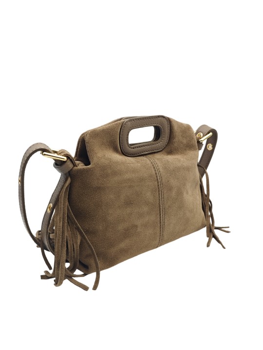 Soleil Chic Pompon Petit Sac à main Taupe Nubuck
