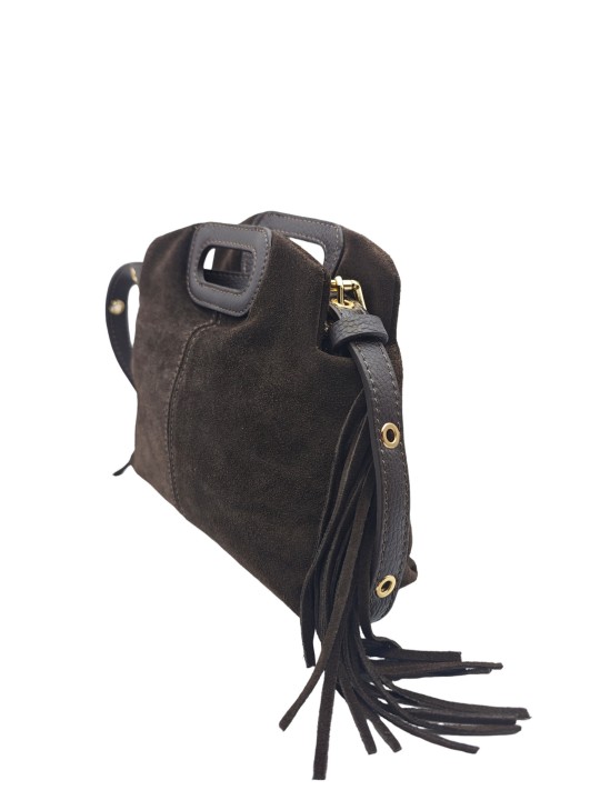 Soleil Chic Pompon Petit Sac à main Choco Nubuck