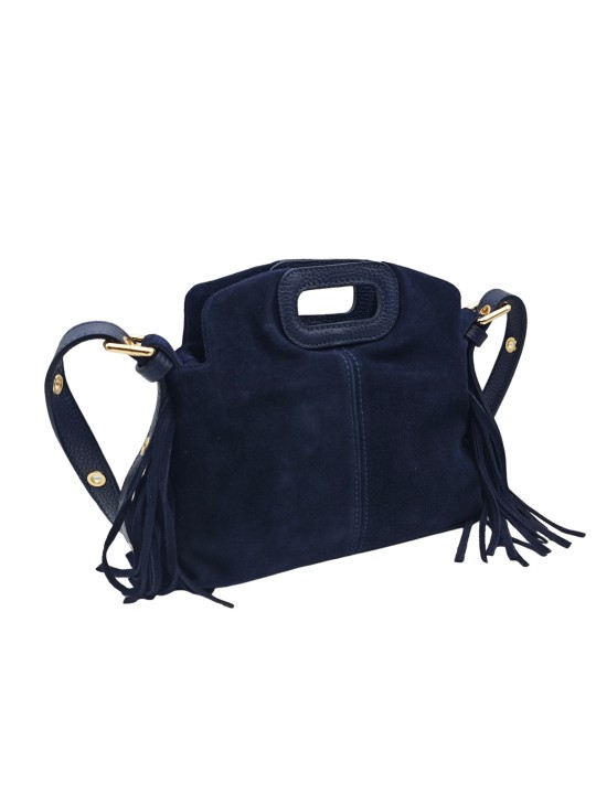 Soleil Chic Pompon Petit Sac à main Marine Nubuck