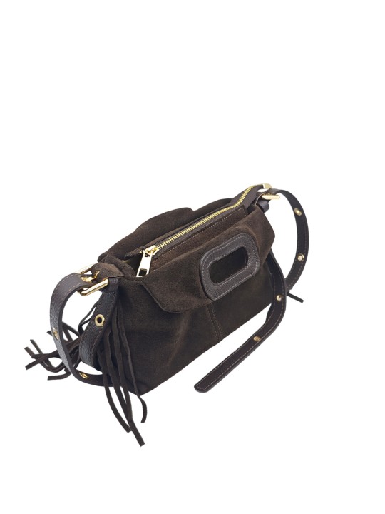 Soleil Chic Pompon Petit Sac à main Choco Nubuck