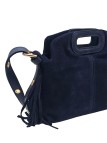 Soleil Chic Pompon Petit Sac à main Marine Nubuck