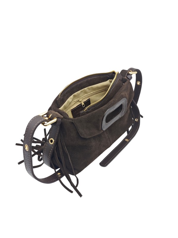 Soleil Chic Pompon Petit Sac à main Choco Nubuck