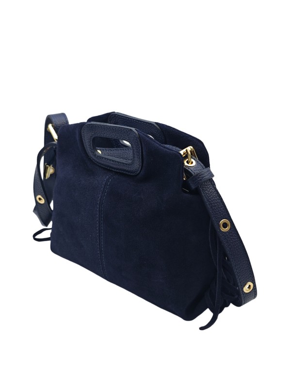 Soleil Chic Pompon Petit Sac à main Marine Nubuck