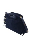 Soleil Chic Pompon Petit Sac à main Marine Nubuck
