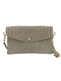 Soleil Chic Pochette bandoulière cuir Camomille Tresse Beige