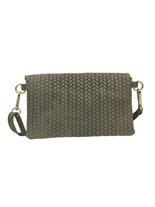 Soleil Chic Pochette bandoulière cuir Camomille Tresse Kaki