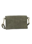 Soleil Chic Pochette bandoulière cuir Camomille Tresse Kaki