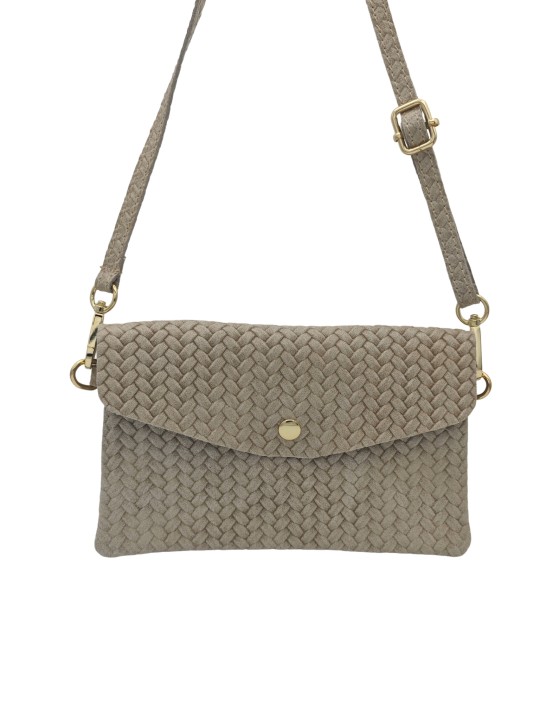 Soleil Chic Pochette bandoulière cuir Camomille Tresse Beige