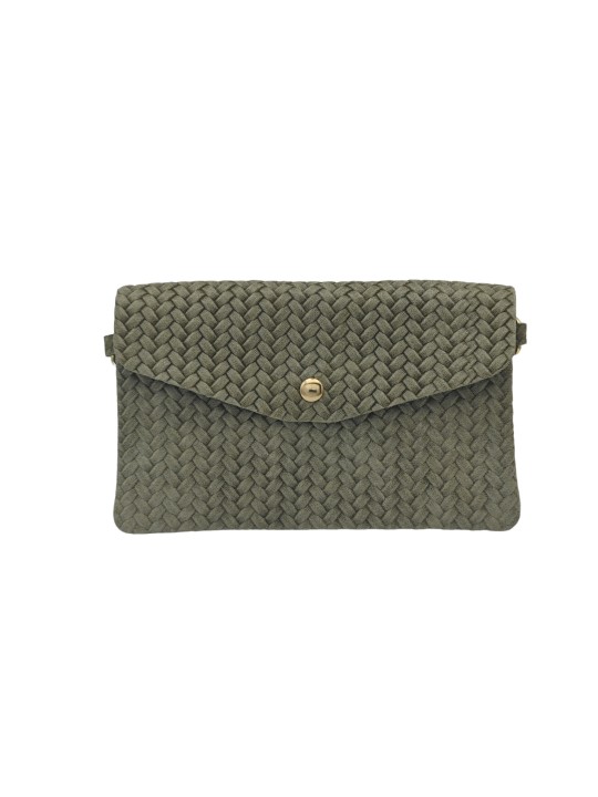 Soleil Chic Pochette bandoulière cuir Camomille Tresse Kaki