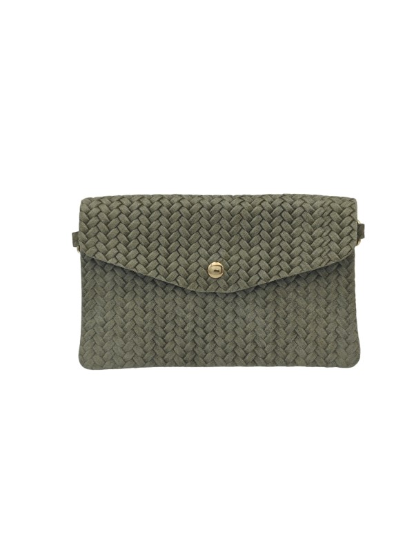 Soleil Chic Pochette bandoulière cuir Camomille Tresse Kaki