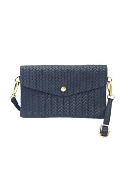 Soleil Chic Pochette bandoulière cuir Camomille Tresse Noir