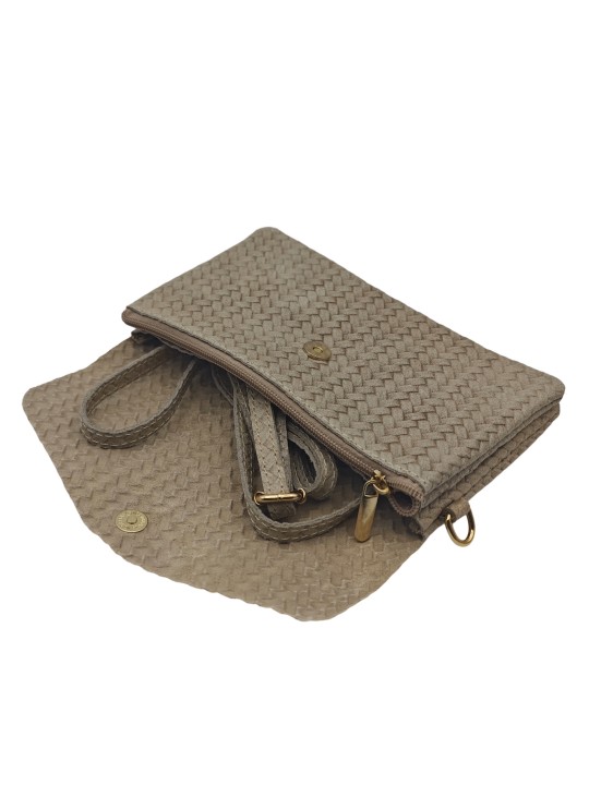 Soleil Chic Pochette bandoulière cuir Camomille Tresse Beige