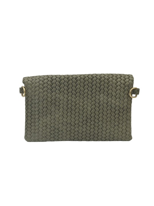 Soleil Chic Pochette bandoulière cuir Camomille Tresse Kaki