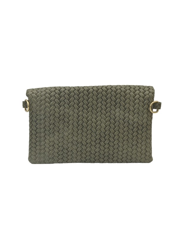 Soleil Chic Pochette bandoulière cuir Camomille Tresse Kaki