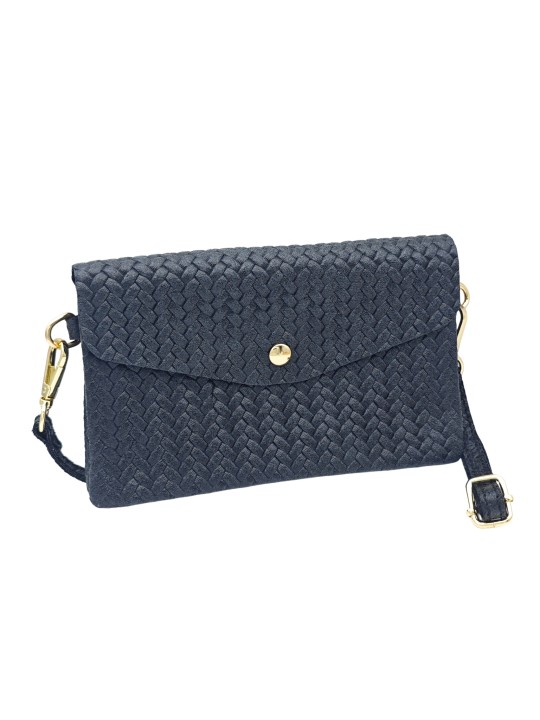 Soleil Chic Pochette bandoulière cuir Camomille Tresse Noir