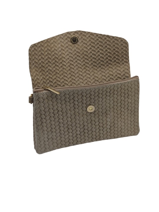 Soleil Chic Pochette bandoulière cuir Camomille Tresse Beige