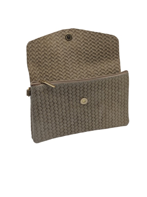 Soleil Chic Pochette bandoulière cuir Camomille Tresse Beige