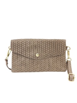 Soleil Chic Pochette bandoulière cuir Camomille Tresse Taupe