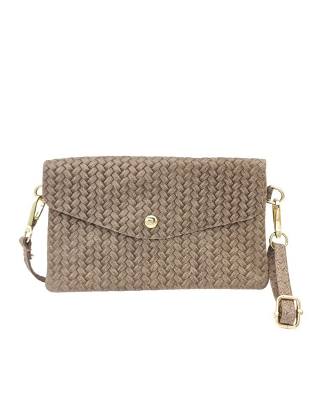 Soleil Chic Pochette bandoulière cuir Camomille Tresse Taupe