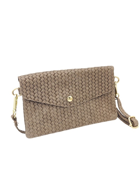 Soleil Chic Pochette bandoulière cuir Camomille Tresse Taupe