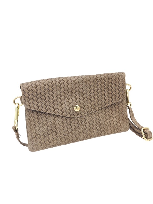 Soleil Chic Pochette bandoulière cuir Camomille Tresse Taupe
