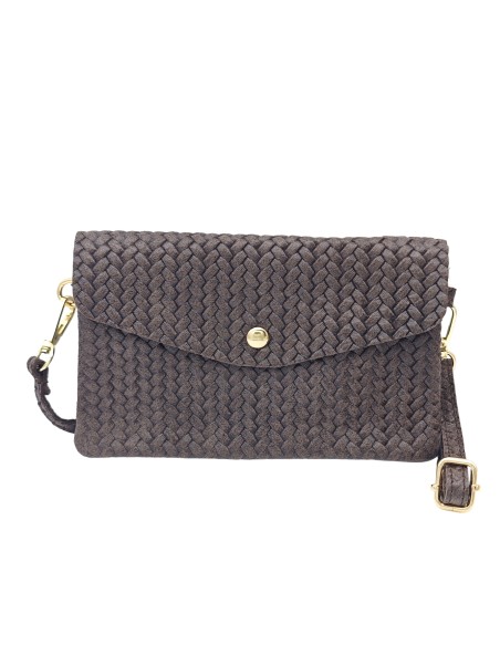 Soleil Chic Pochette bandoulière cuir Camomille Tresse Choco