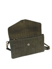 Soleil Chic Pochette bandoulière cuir Camomille Tresse Kaki